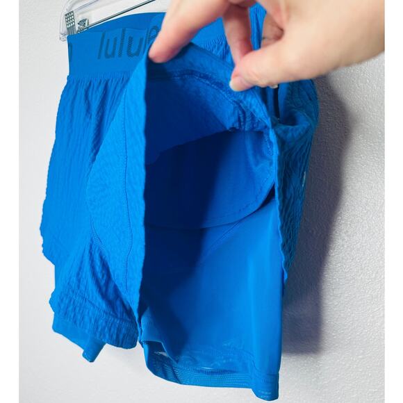 Lululemon Blue Crinkle High Rise Shorts Size 4 Women's Lined Athletic - Picture 4 of 14